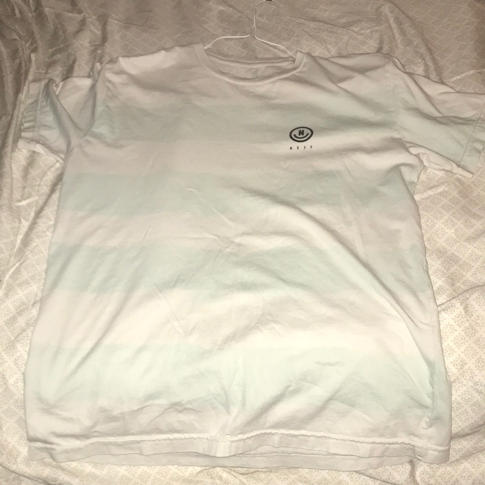 Neff blue and white stripped tee.